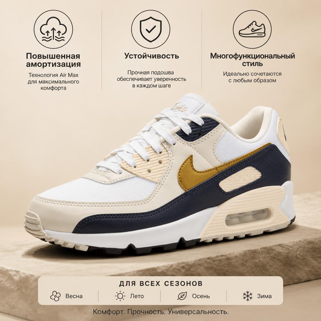 Nike Air Max 90 Olympic Women Sneakers White Navy Coconut-Milk HF3444-100