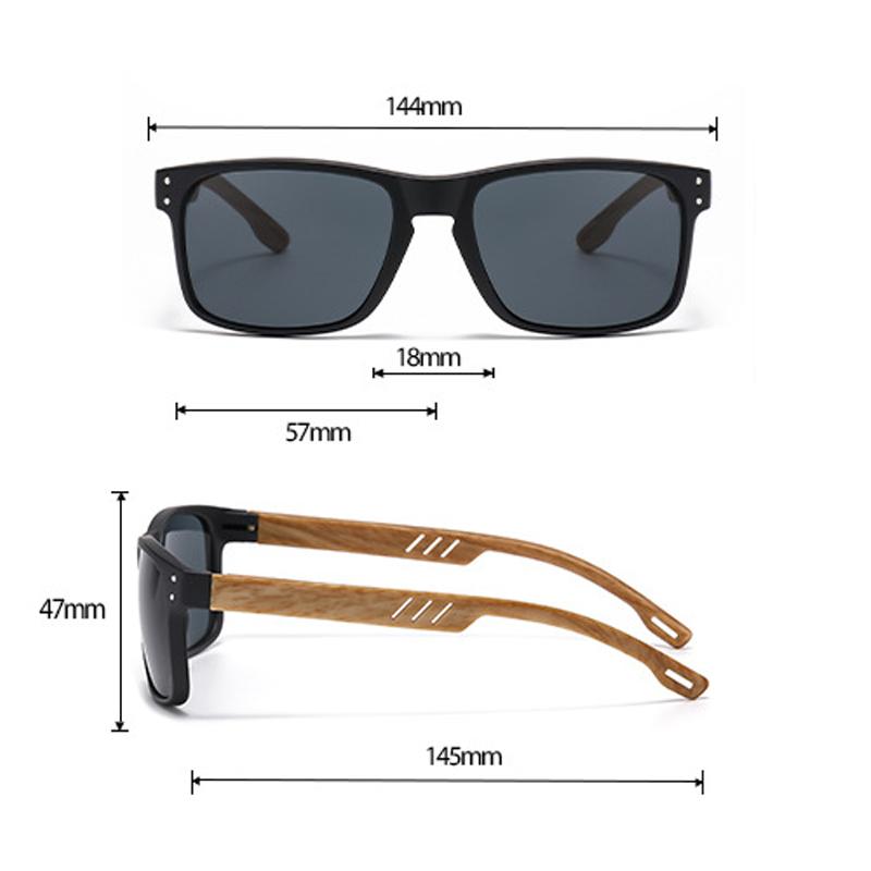 Xiaomi Men Women Square Polarized Sunglasses UV400 Bamboo Wood Temple Fashion Shades For Driving Fishing Beach Outdoor