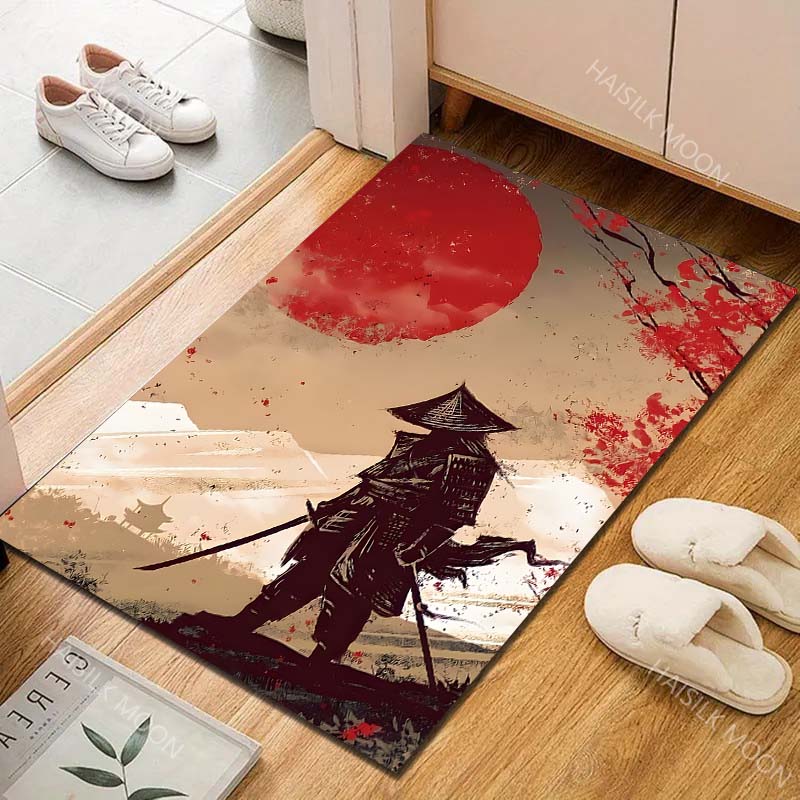 1PC Japanese Bushido Red Sun Carpet for Living Room Bedroom Sofa Home Decor Rus Non-slip Floor Mat Luxury Gift Multiple Sizes