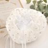 Rhinestone Decoration Wedding Ring Pillow Ribbon Pearl Heart Shaped Ring Box  For Bride
