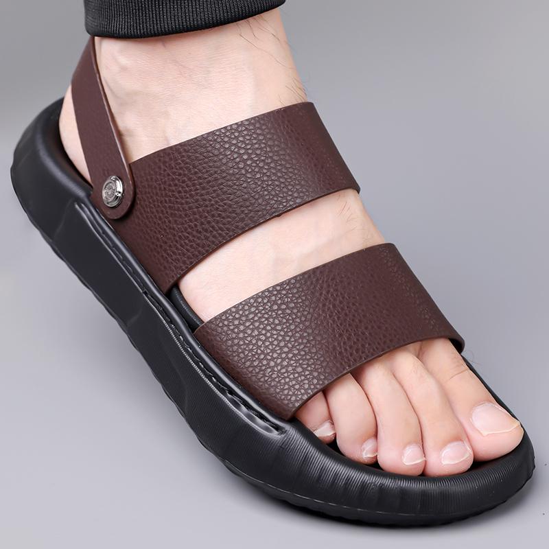 Fashion Man Retro Outdoor Comfort Thick Soled Leather Sandals Men's Summer New Men Sandals Luxury Quality Beach Anti Slip Men Slippers