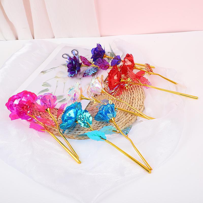 Colorful Gold Foil Rose Bouquet: Decorative Floral Gift for Mother's Day, Qixi, Valentine's Day, and Photo Props