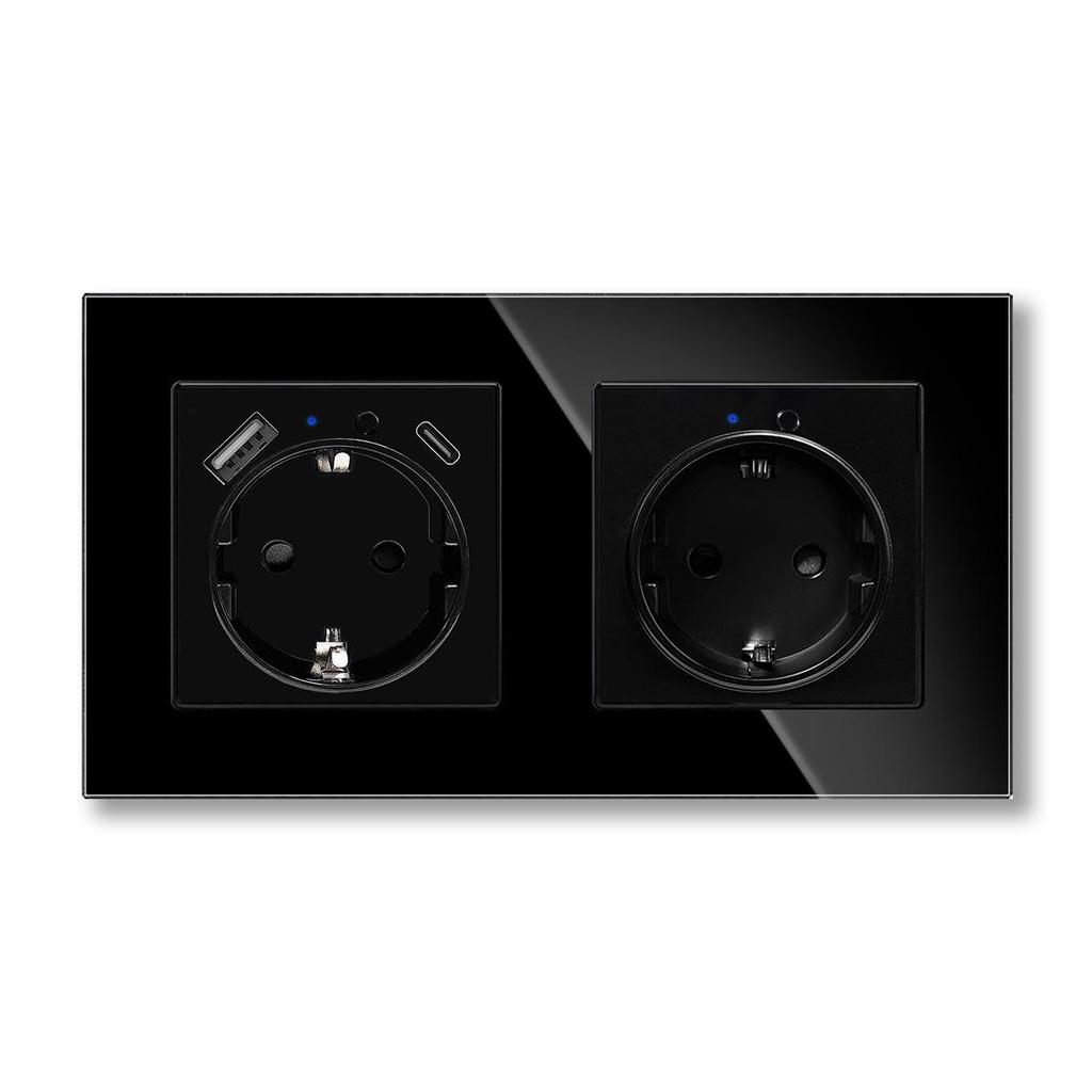 Model 153 Smart WiFi Wall Socket with Tempered Glass Panel - Alice Voice App Compatible