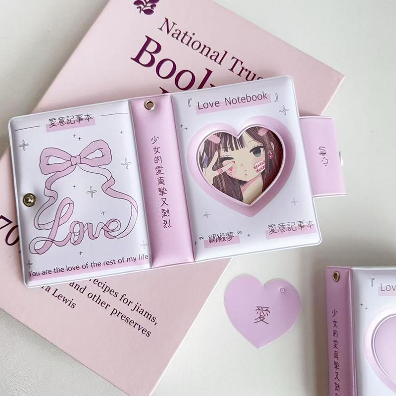 3palcový držák na fotokarty ve tvaru srdce s výřezem Sběratelská kniha 32 kapes Voděodolný pořadač na fotokarty Pro fotky idolů