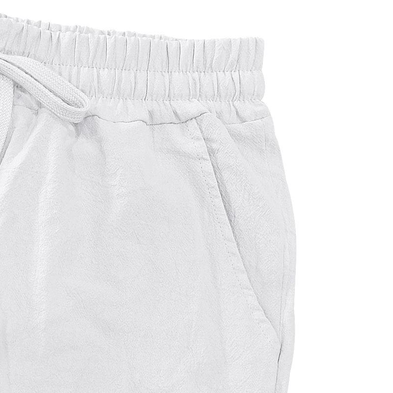 Summer Loose and Simple Solid Color Seven Quarter Pants Cotton and Linen Breathable Casual Sports Beach Men’s Shorts