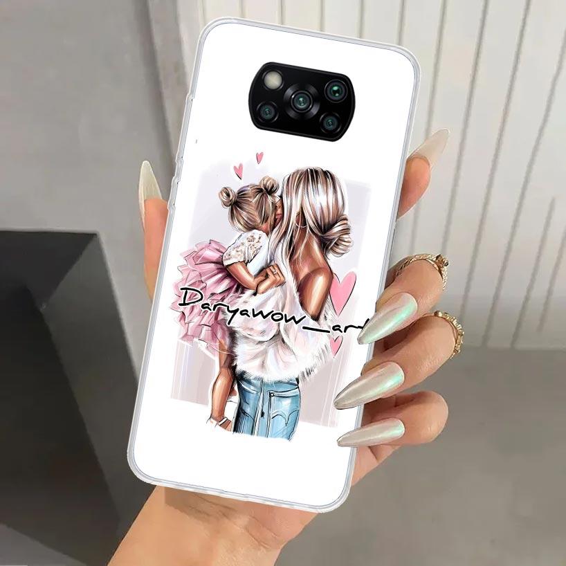 Mom Baby Girls Phone Case for Xiaomi Poco X5 X6 X7 Pro F7 Ultra M7 Redmi 15 15C 13 13C 12 12C 10 10A 10C 9 9A 9C 9T Shell Poco X