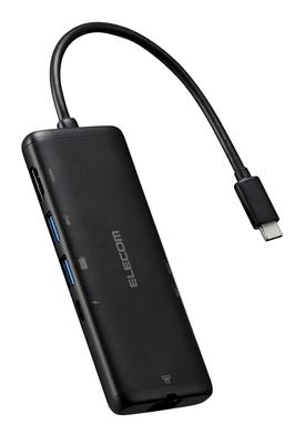 ELECOM Hub Docking Station 7in1 PD Compatible 100W LAN Port HDMI 4K60Hz High Speed Data Transfer 5Gbps Black USB-C SD/microSD DST-W02