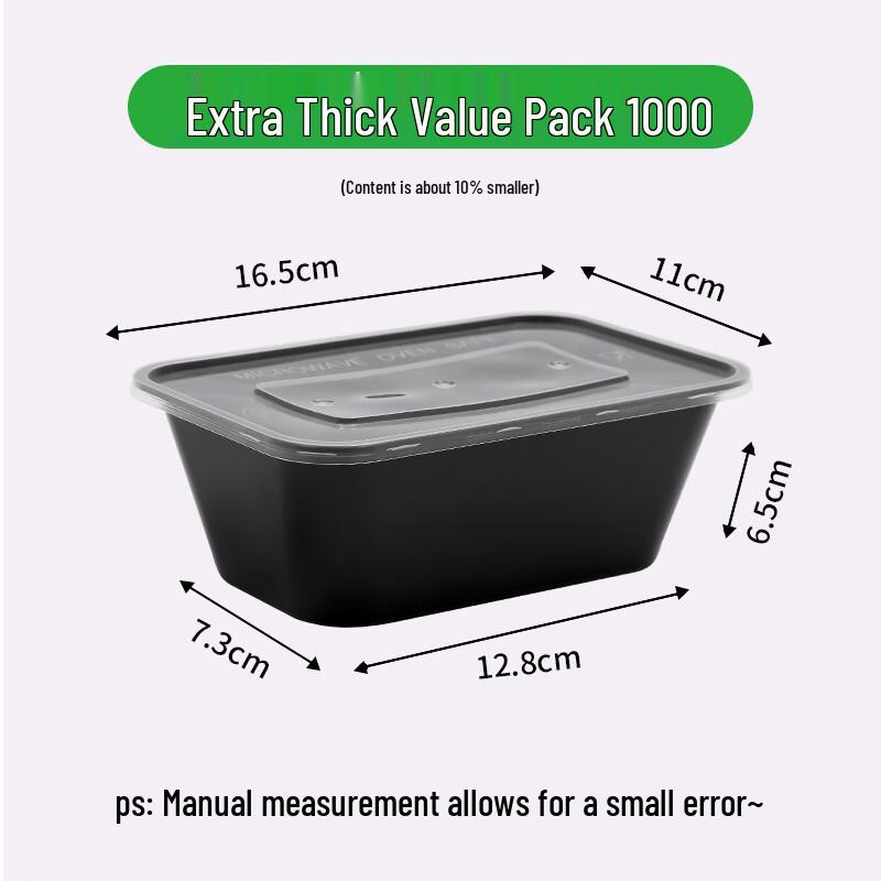 Shixun Square Black Plastic Food Containers with Lids