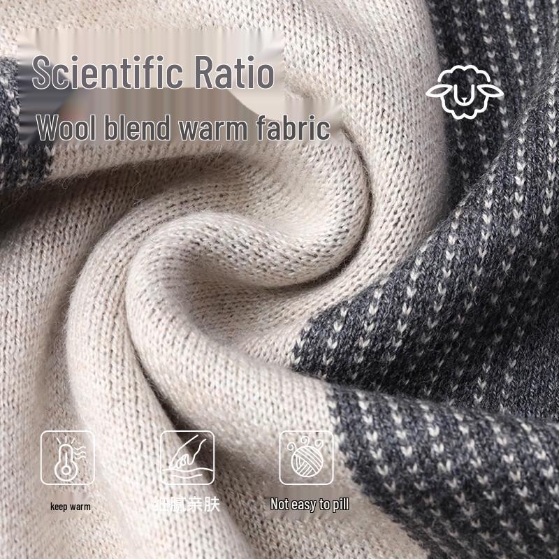 Mao Ren Men's Plaid Wool Blend Winter Scarf