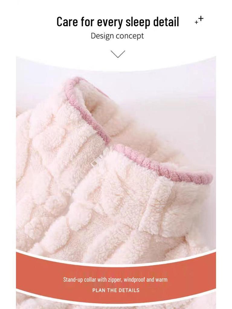 G5U Dampyjamas i korallfleece - Höst/Vinter Tecknad stil, Tjock Varm Ståkrage, Kan bäras Inomhus eller Utomhus.