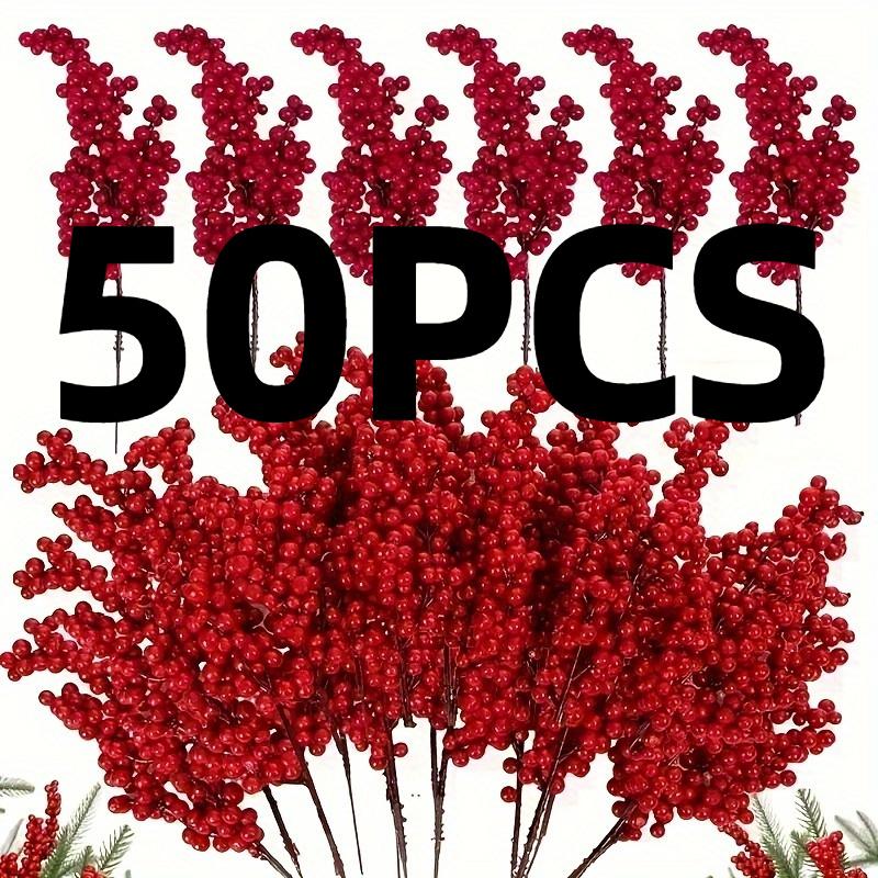 

50 шт. Искусственные ветки красных ягод Премиум Микрофибра Искусственные фруктовые спреи DIY Поделки Рождественская елка Свадьба Домашний декор Новый год