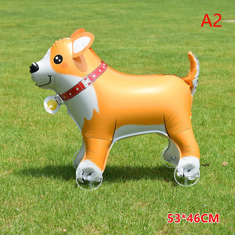 4D Cartoon Elephant Foil Balloon, Stand Walking Balloon with Wheel for Kids Birthday Party Baby Shower Decoration