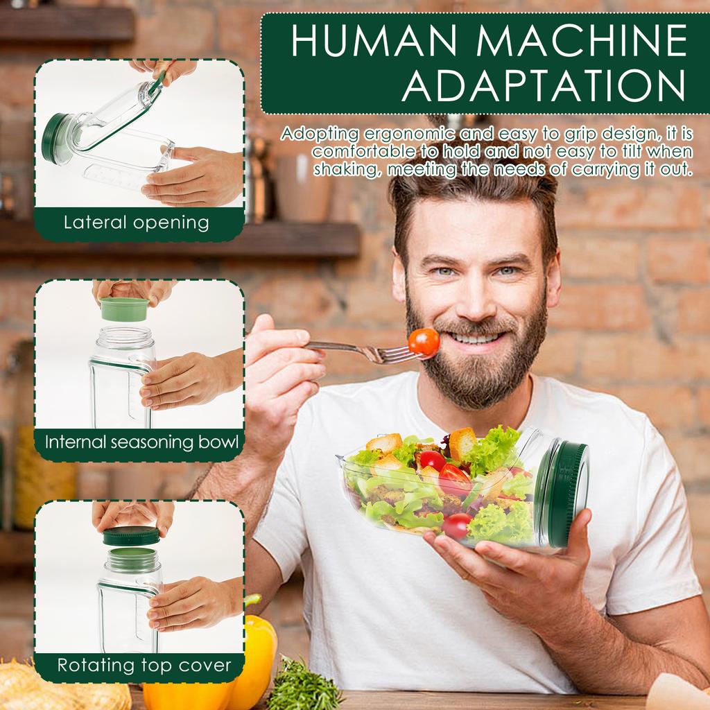 Salatbecher Seitlich öffnender Deckel Schichtweise Tragbarer Salatbehälter Lunchbox Auslaufsicher Hält frisch Lebensmittelbehälter Transparent