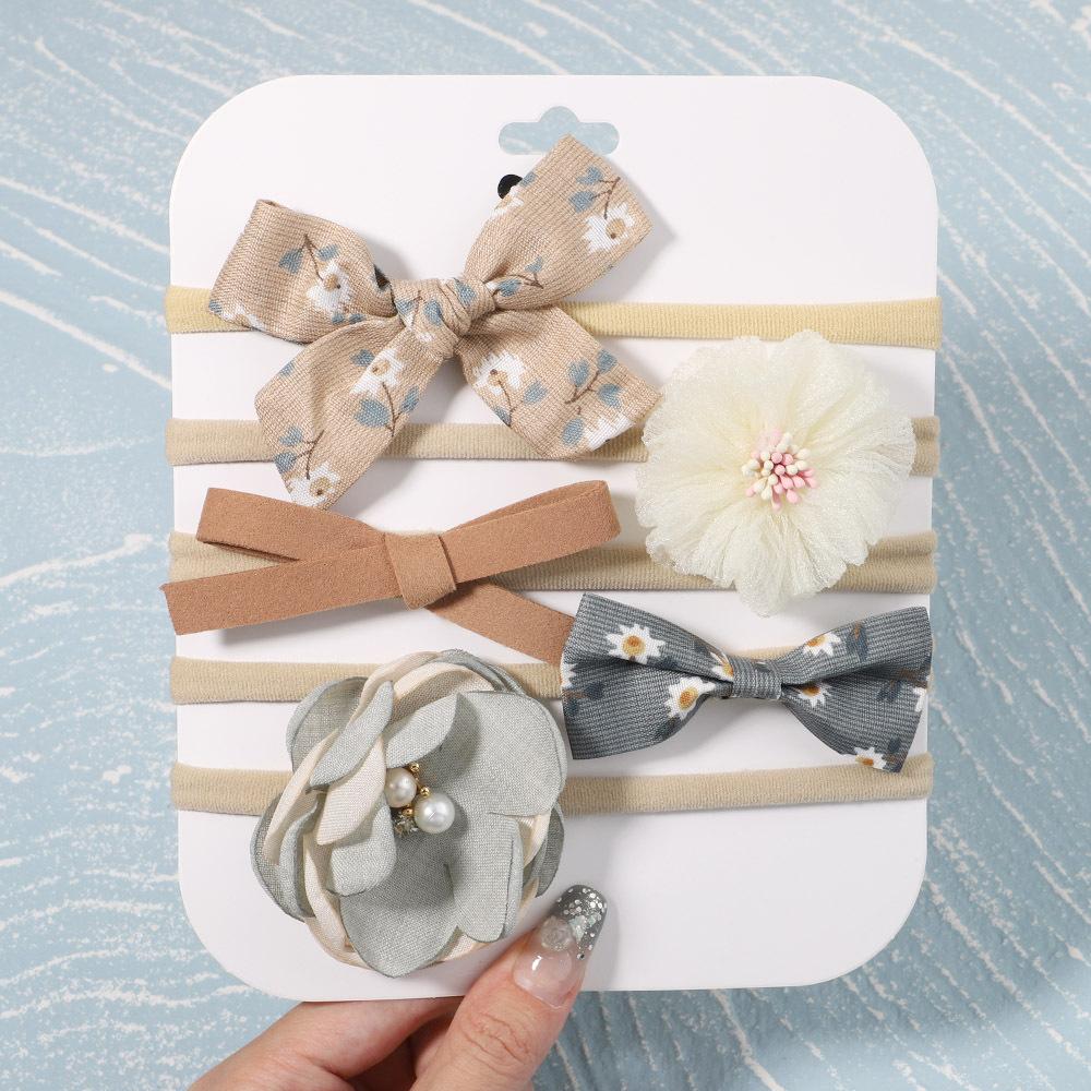 Children'S Fabric Hair Accessories Handmade Bow Headband New Spring Set Baby Nylon Headband Set 2916