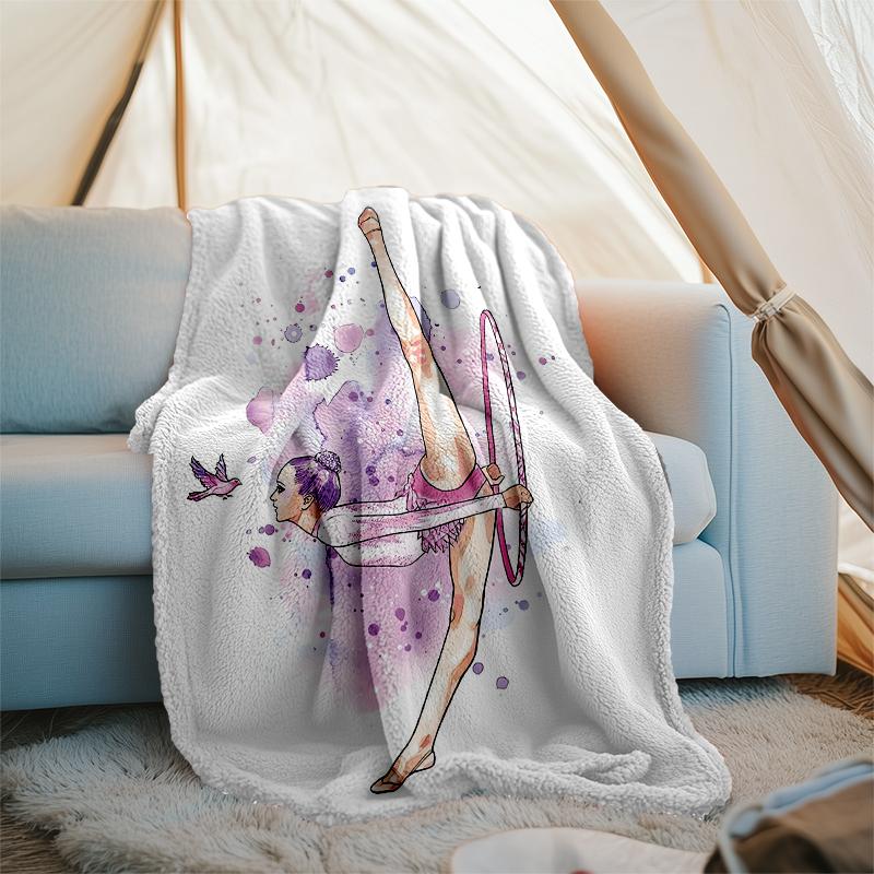 Gymnastics Theme Printed Blanket - Perfect for Couch, Bed, Travel & Outdoor Use | Machine Washable, Cozy & Durable.
