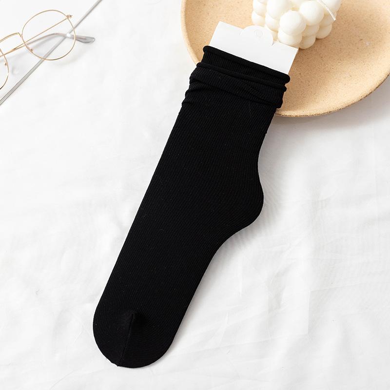 

Velvet socks for girls, new summer style, thin ice silk socks, solid color mid-calf socks, dopamine socks Upgrade【Black】