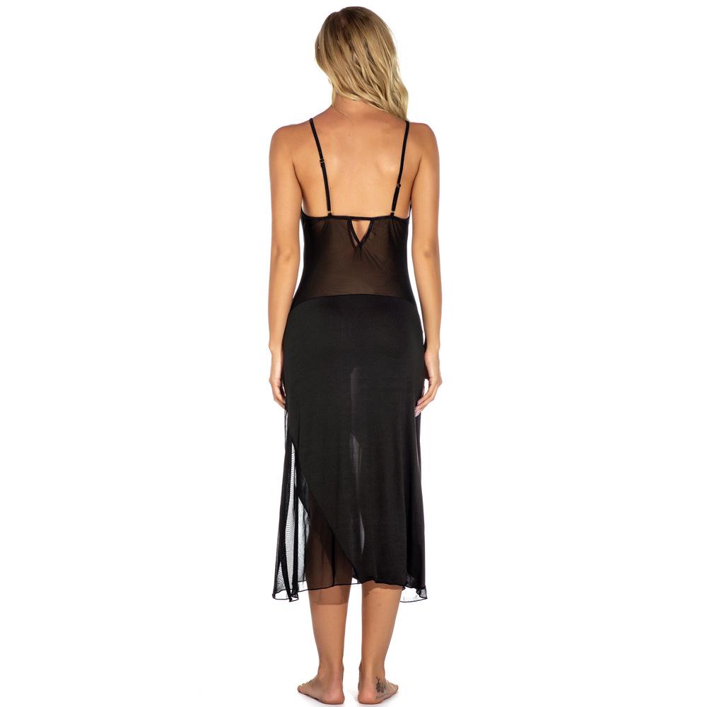 S-6XL Plus Size European & American Sexy Splicing Suspender Long Lingerie Dress