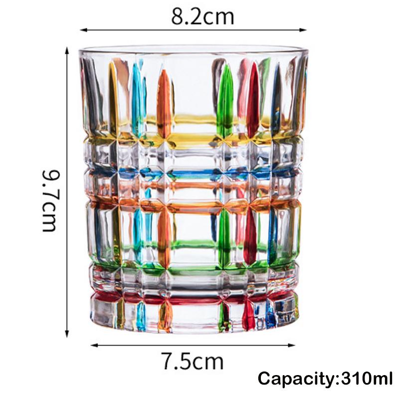Whiskey Glasses with Colorful Painting, Scotch Whisky, Bourbon, Cocktails, RUM, Durable Whiskey Glasses