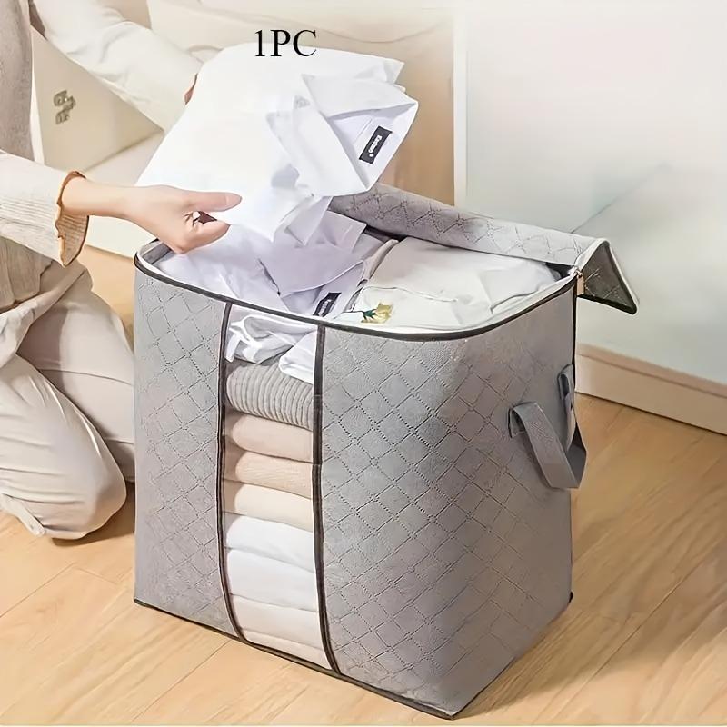 1pc Extra-Large Quilted Storage Bag – Reinforced Handles! Durable Organizer for Clothes, Bedding & Comforters, Clear Window