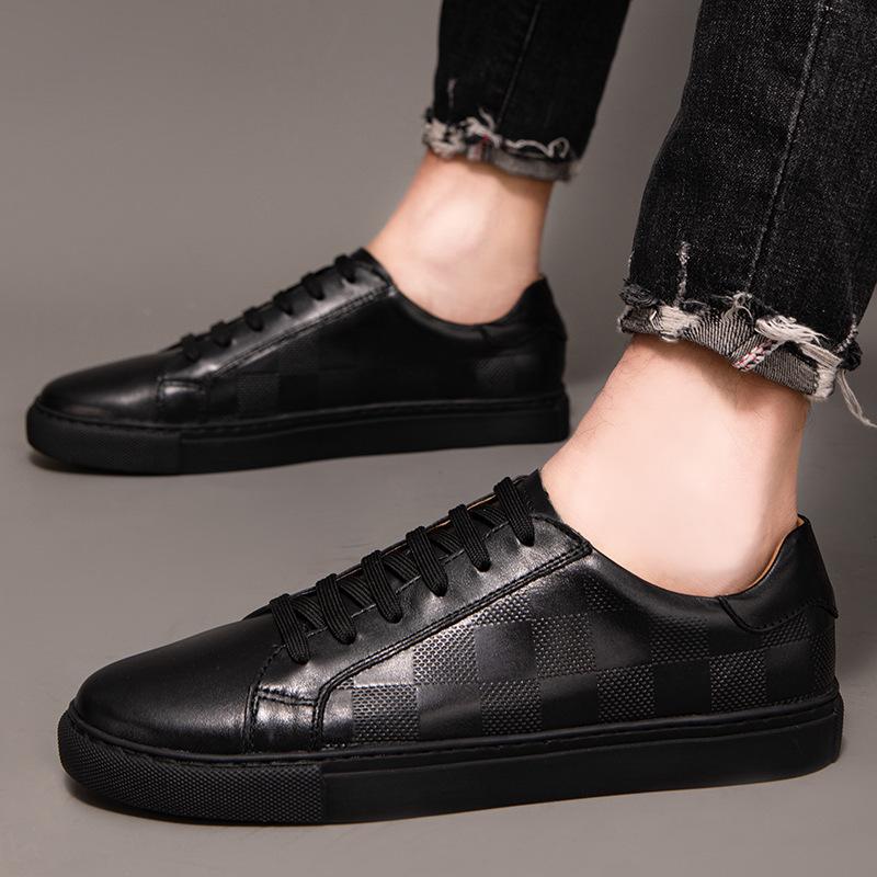 Herren Freizeit-Board-Schuhe aus geprägtem Rindsleder - Retro & Große Größen für Frühling und Herbst