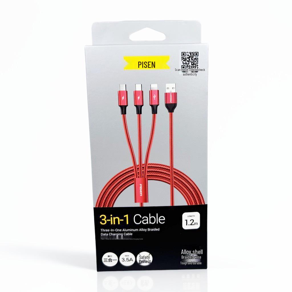 PISEN Multi-Function 2-in-1 Charging Cable for Apple, Huawei, and Type-C Devices