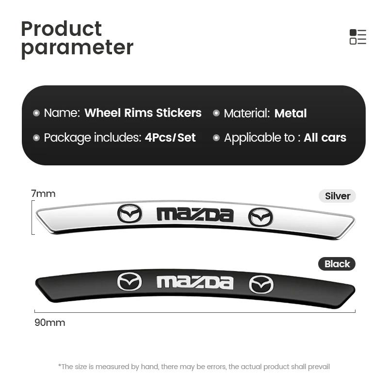 4pcs Aluminum Car Badge Wheel Hub Stickers Auto Rims Decoration Decal For Mazda Speed 3 5 6 BK CX-3 CX-5 CX7 CX-7 Demio Axela MS FF4