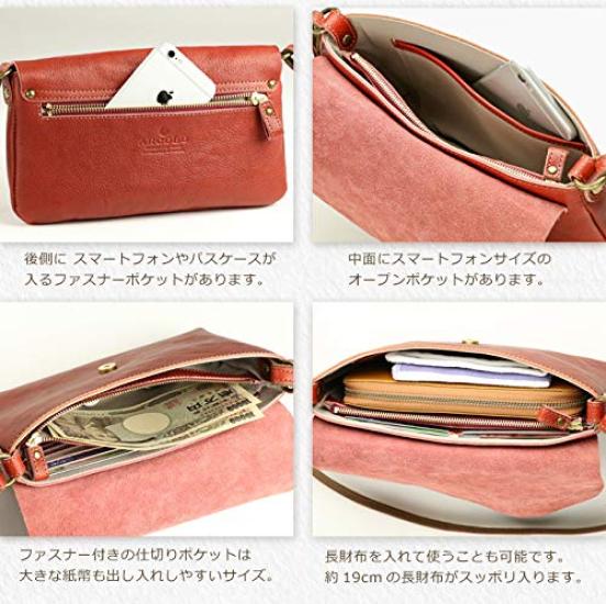 Alcoro Geldbörse aus echtem Leder, Hergestellt in Japan mit Himeji-Leder (Terrakotta)