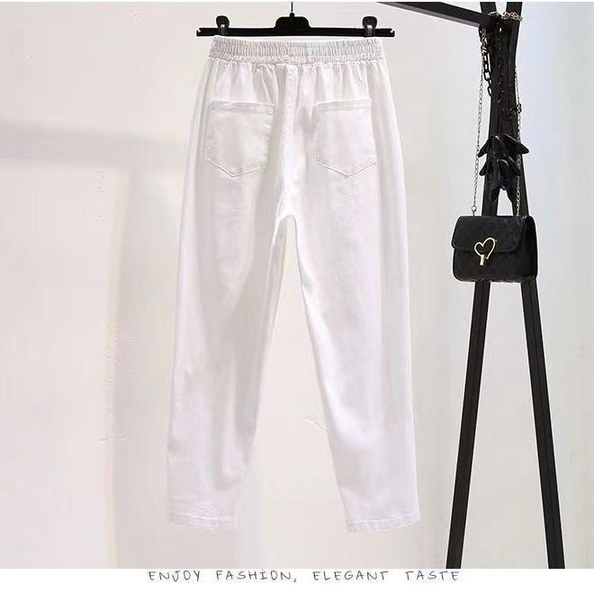 Spring Summer Women High-waisted Jeans Denim Harlan Pants Ankle-length Trousers Ankle Pants Casual Pants