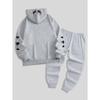 Men's Casual Set 2 Piece Printed Drawstring Pocket Hoodie and Sports Drawstring Pants Set, a Must Have for Fashionable Men
