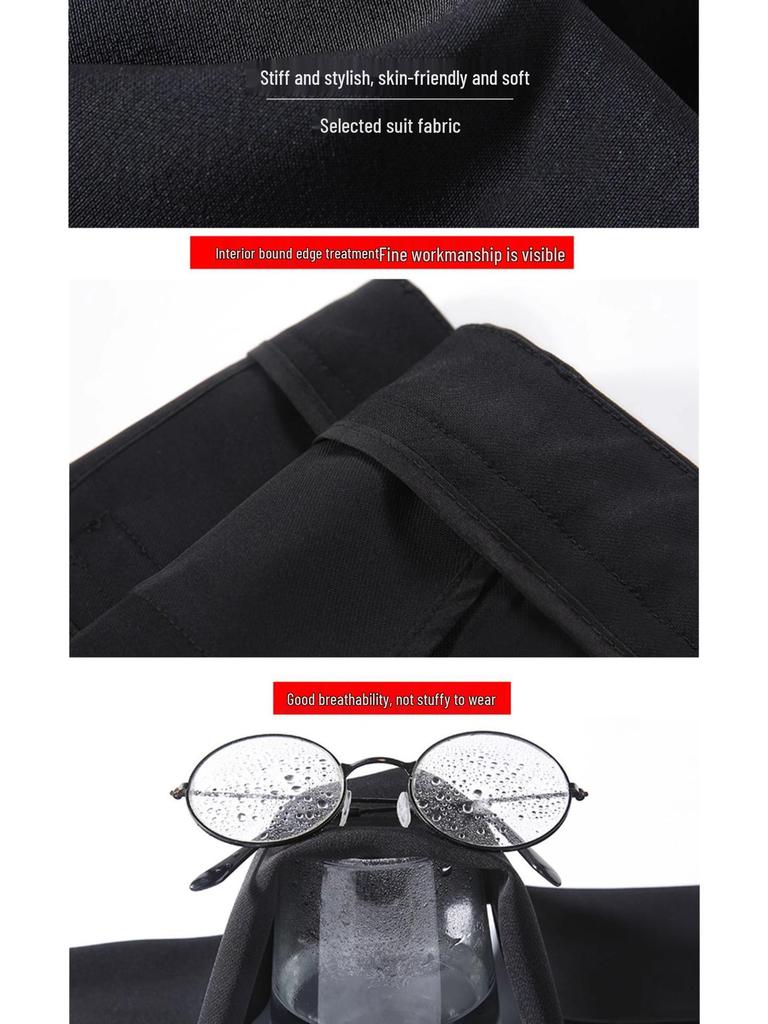 2025 Spring Women's High-Waist Slimming Black Wide-Leg Pants - Petite, Floor-Length Straight-Leg Design
