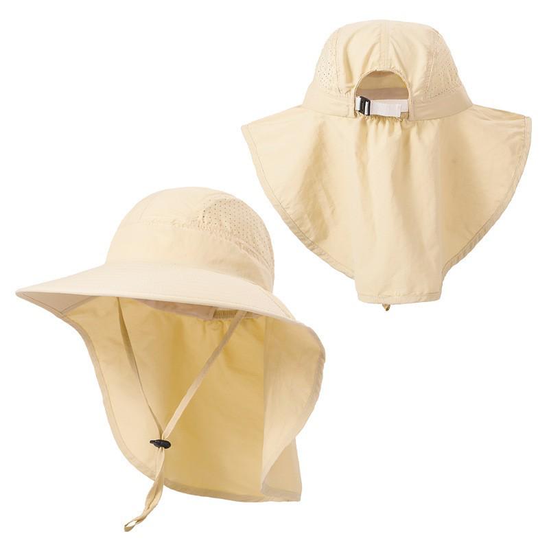 Męski letni kapelusz wędkarski chroniący przed słońcem z szerokim rondem, osłoną karku i siatkowanymi bokami do aktywności na świeżym powietrzu