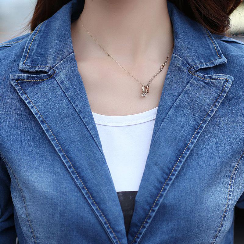 2023 Women's Fashionable Korean-Style Denim Jacket: Slimming, Short, Spring/Autumn Suit