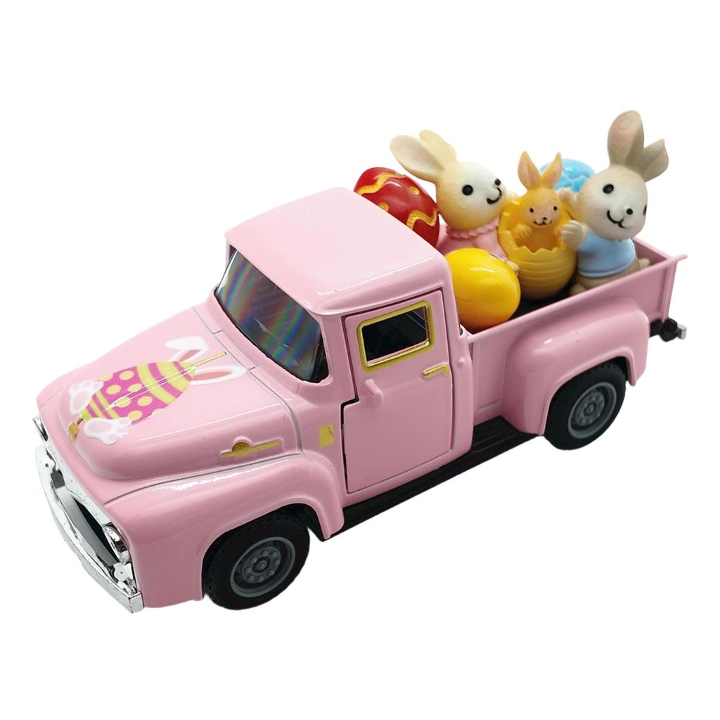 Reconstructed Old Man'S Truck Model Easter Bunny Egg Decoration Item Alloy Car Model