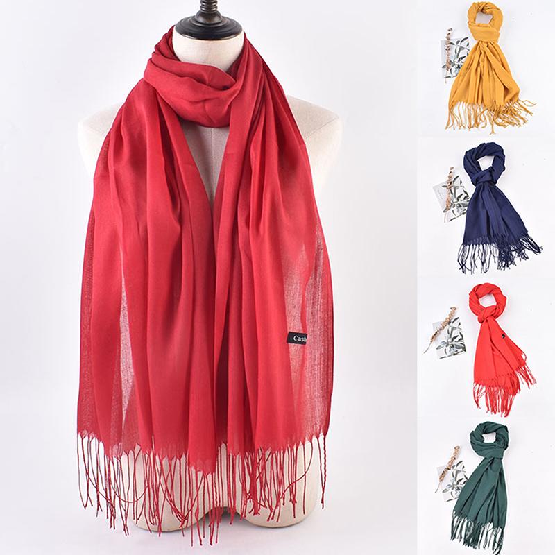 Women 70x200cm Faux Cashmere Solid Fringe Scarf Minimalist Elegant A/C Shawl Soft Breathable Autumn And Winter Warm Scarf