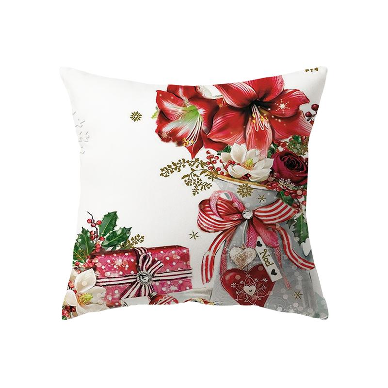 Cute Santa Claus Christmas Decoration Printed Pattern Cushion Cover Home Living Room Sofa Decorative Pillow Pillow Cover