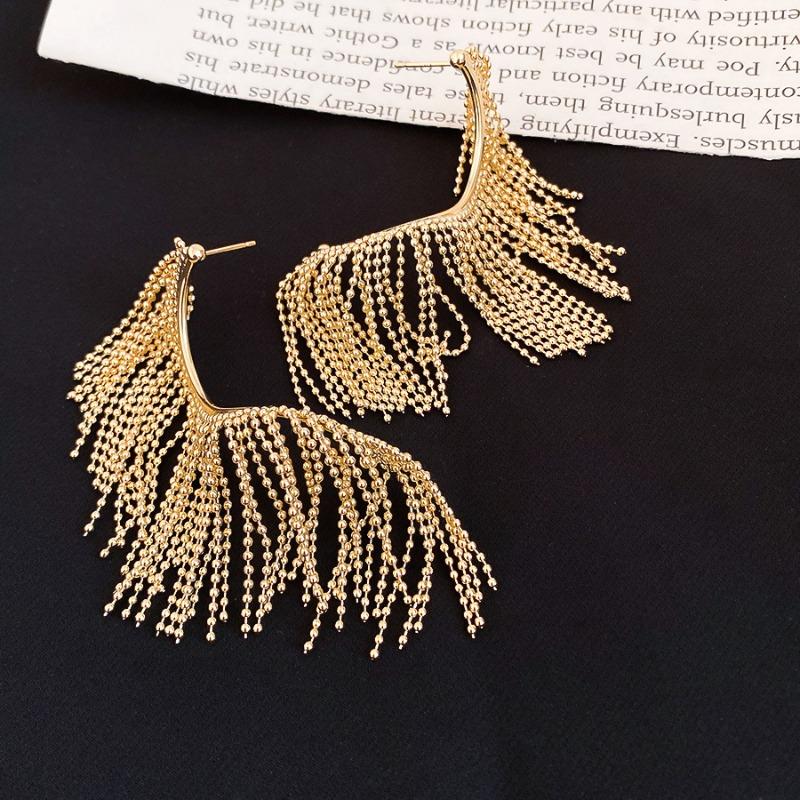 Silver needle geometric twist metal fringed stud earrings design sense niche exaggerated earrings high sense earrings