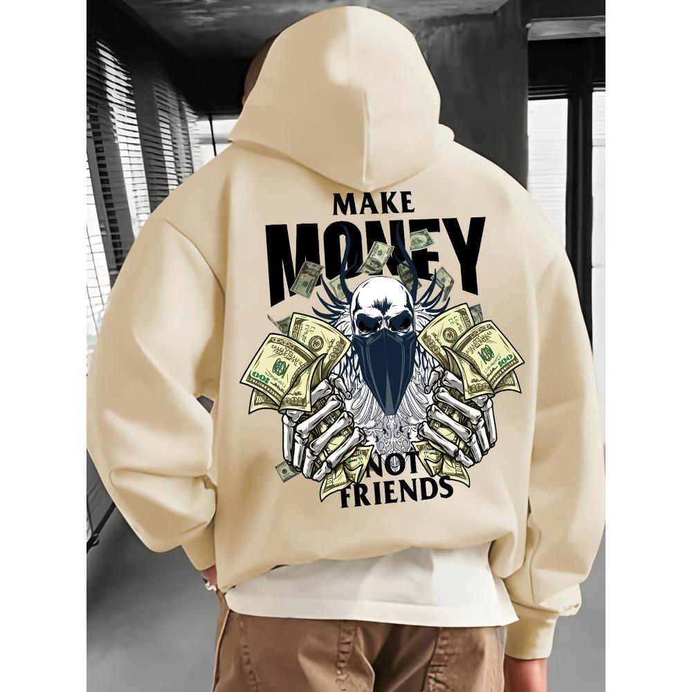Fashion Men and Women's Autumn Hooded Sweatshirt Make MONEY NOT FRIENDS Printed Hoodies Outdoor Street Sweatshirts Top