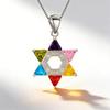 Colorful Star of David Pendant Necklace for Women,Dainty Hexagram Choker with Cubic Zirconia,Trendy Bohemian Jewelry Gift for