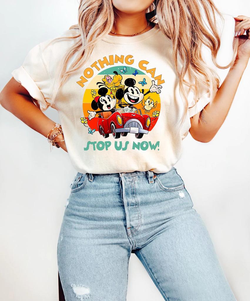 Fashion Mouse Castle Shirt Magic Kingdom Family Short-sleeved T-shirt American Retro Women's Fashion Casual T-shirt