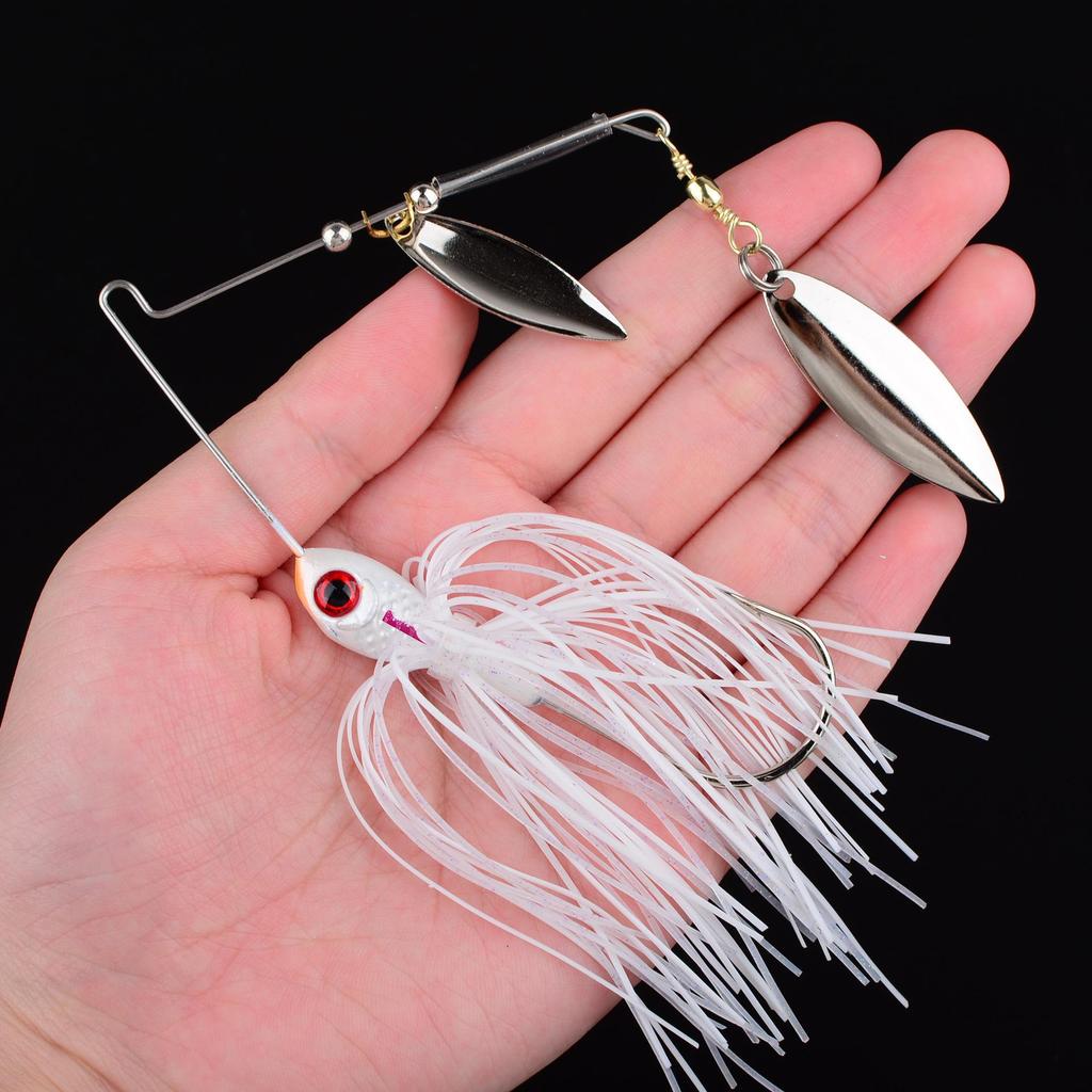 Bearded Guy Anti-Hang Spinner Blade Willow Leaf Jig Head Hook Artificial Fishing Bait 3-Pack