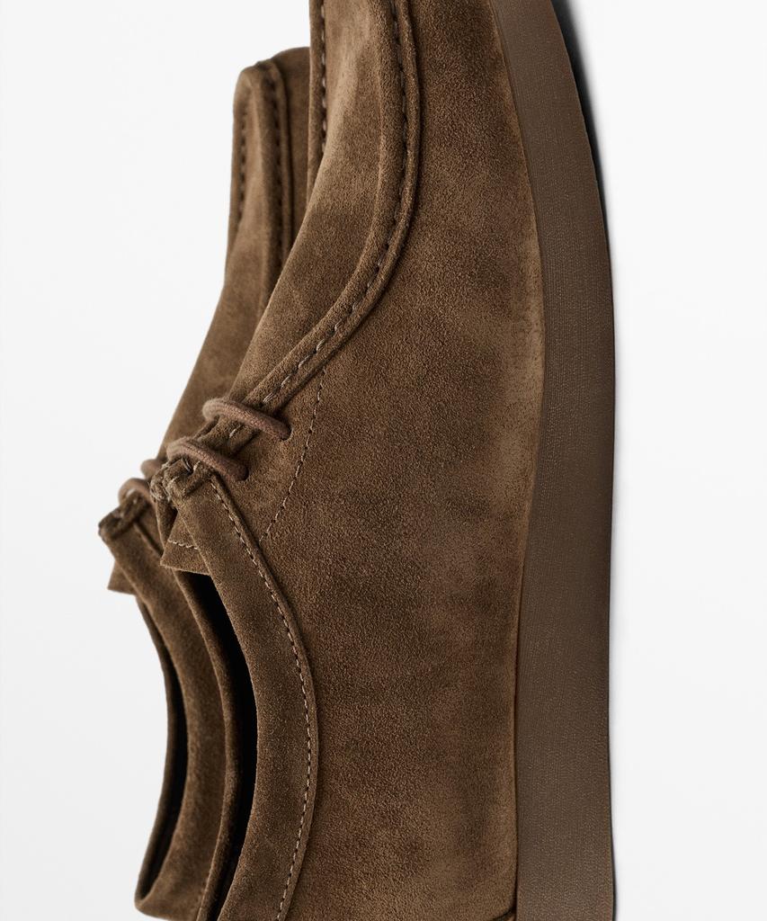 Massimo Dutti Stitch Detail Leather Split Suede Shoes