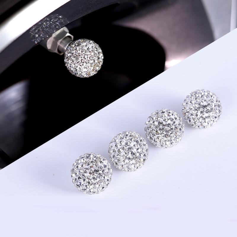 4Pcs/Lot Bling Rhinestone Universal Car Tire Valve Caps Crystal Diamond Shining Dustproof Valve Stem Caps Car Accessories