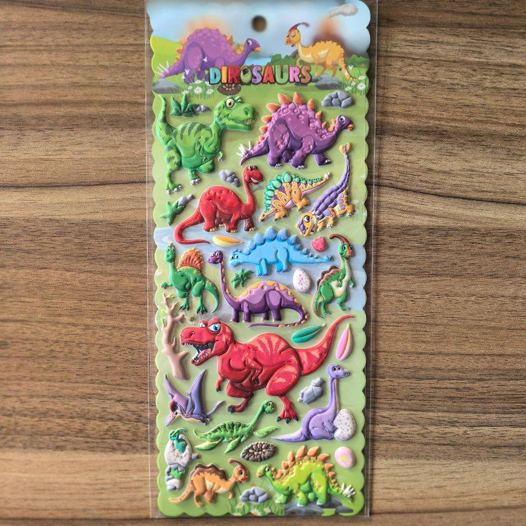 4 Sheets Dinosaur 3D Stickers - Colorful Dino Decals for Kids' Crafts, Notebooks & Room Decor BulingBulingStickers Store
