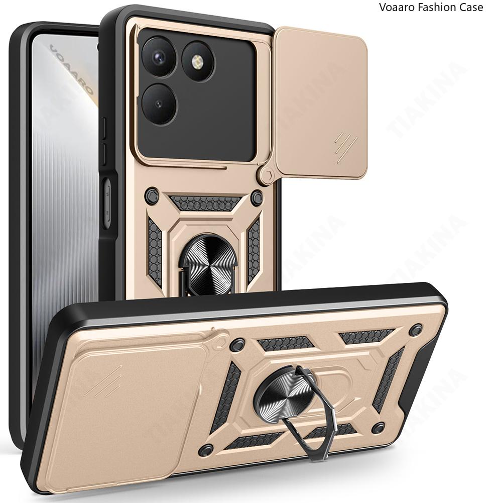 Slide Lens Armor Funda for Tecno Pova 7 4G Case for Tecno Pova7 4G Case Magnetic Ring Stand Holder Cover Shockproof Capa