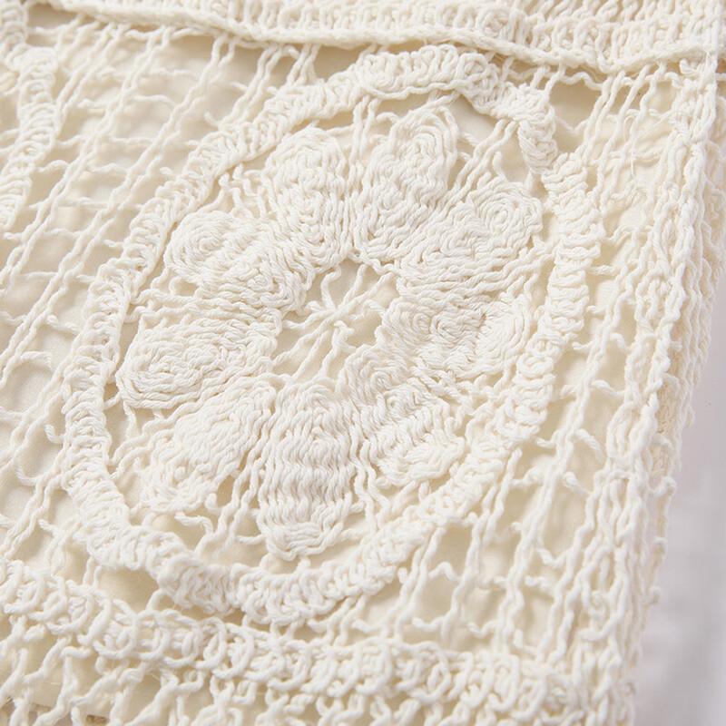 Bohemian Crochet Knit High-Waist Long Skirt