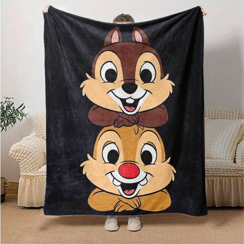 1pc, Disney Chip 'n Dale Throw Blanket Cute Cartoon Animal Decorative Couch Cover for Home, Living Room, Bedroom, Travel, Camping, Car