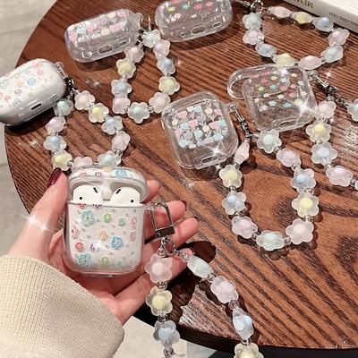 Ins Flower Glitter Shiny Cute Bracelet Earphone Case For Apple Airpods 3 2 1 Pro 2nd Wireless Bluetooth Charging Box Cover Capa