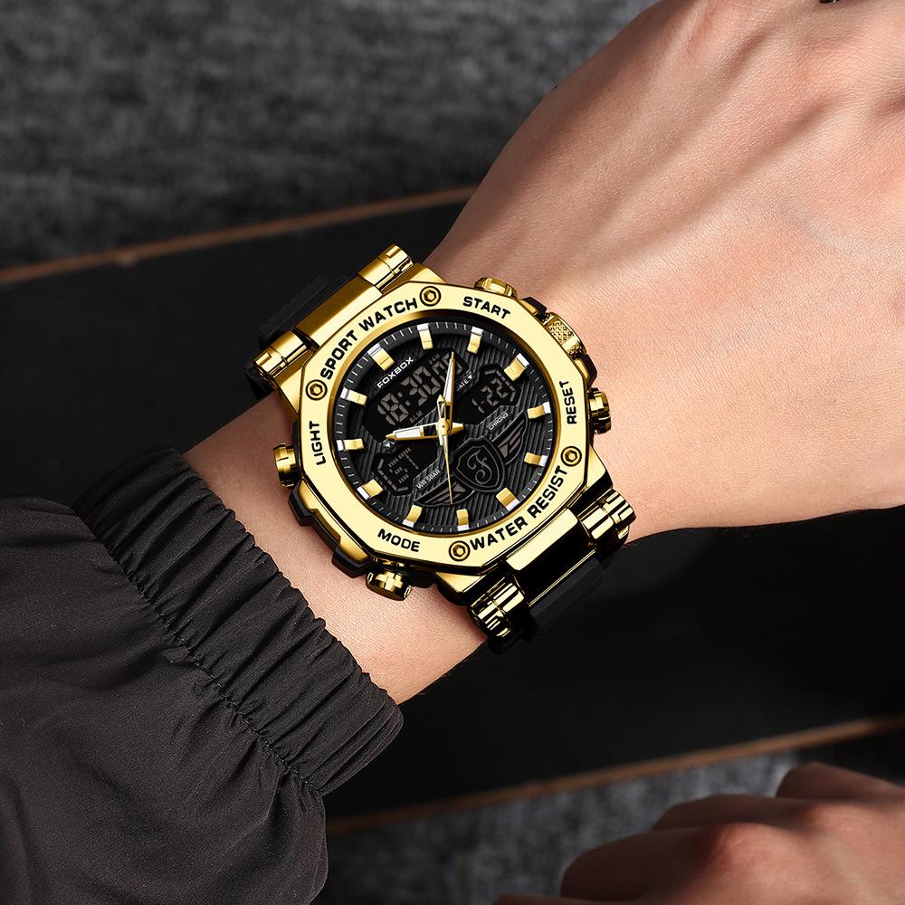 FOXBOX FB0062 Famous Boys Digital Watch Hot Sale Silicone Strap Waterproofing Double Display In Stock Business Watch Factory