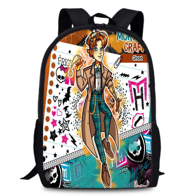 Monster High Unisex 15in Backpack Ergonomic Support Oxford Fabric Schoolbag