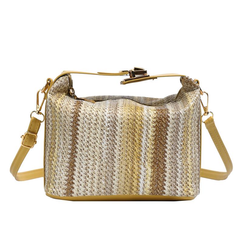 New Niche Design Handbag Bag Women's Versatile Contrasting Color Messenger Box Bag Temperament Commuter Woven Bag